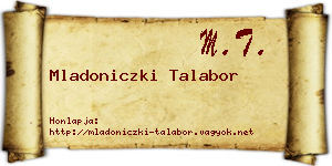Mladoniczki Talabor névjegykártya